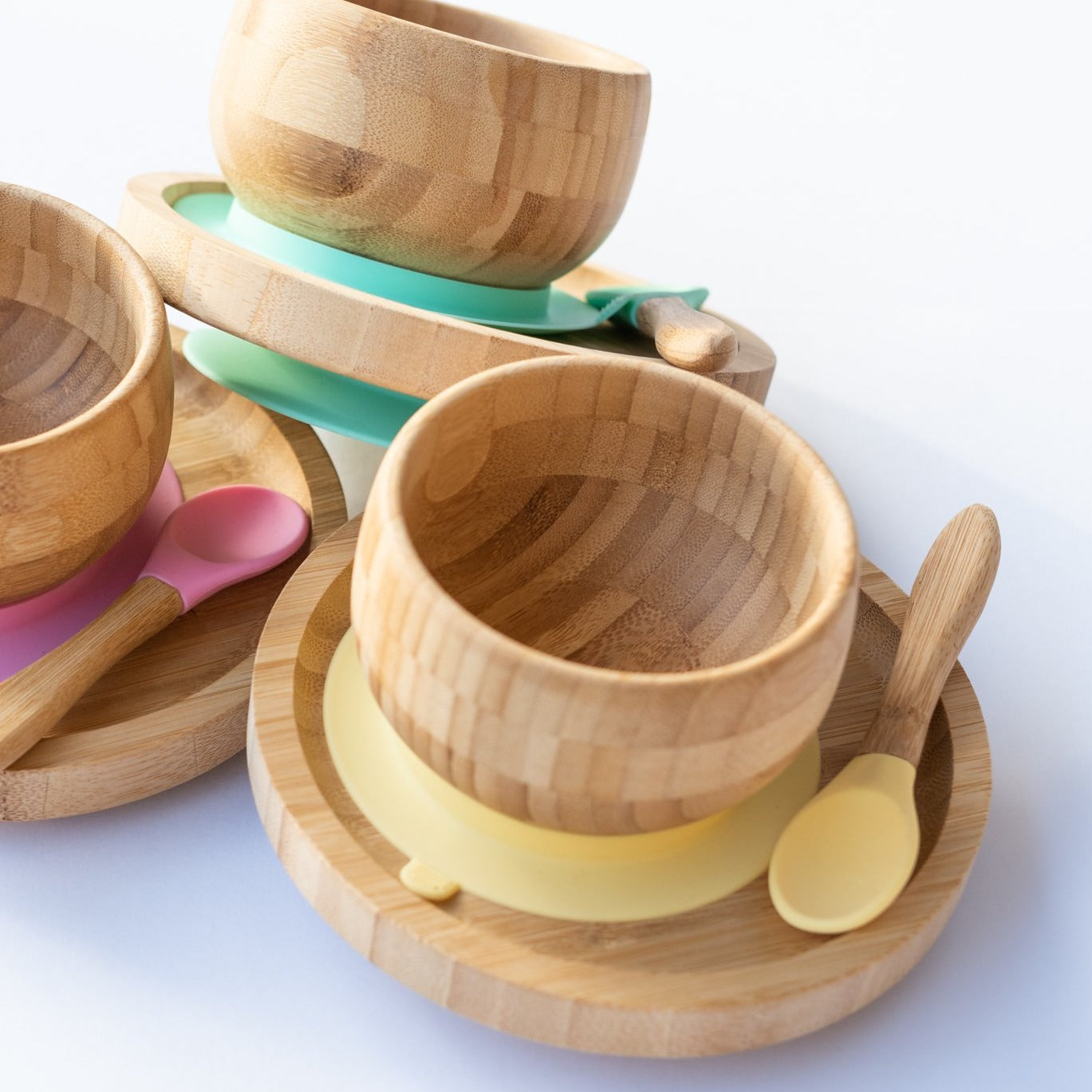 The Boo Collective |Bamboo Suction Plate Bowl Spoon