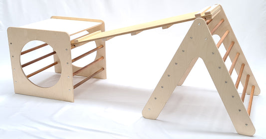 Wooden Climbing Cube, Pickler and slide package